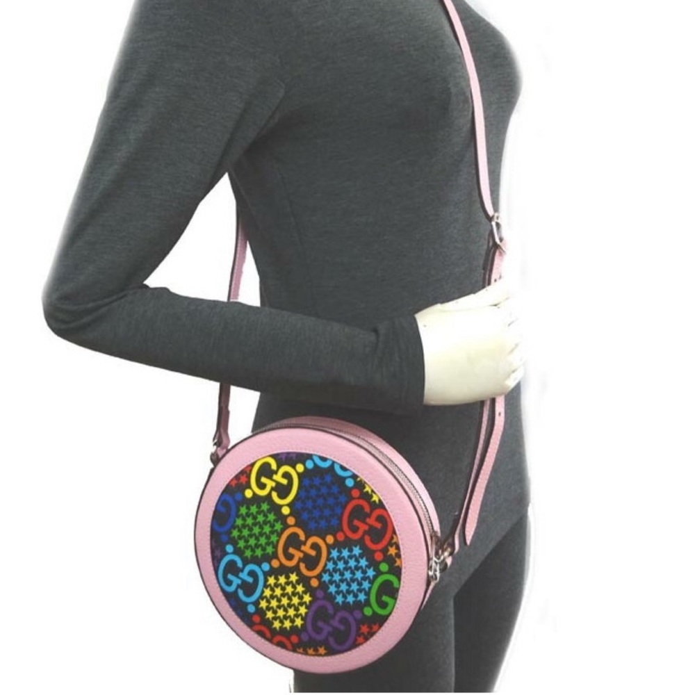 $2,250 GUCCI New GG Psychedelic Round Shoulder Bag GG Logo multicolored pink